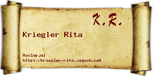 Kriegler Rita névjegykártya